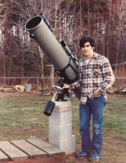 Kirt Blattenberger with his 8" Newtonian telescope on an equatorial mount - Airplanes and Rockets