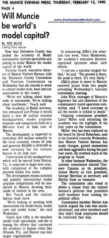 February 15, 1990, history of AMA's relocation to Muncie - Airplanes and Rockets