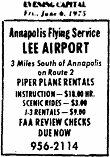 Annapolis Flying Service Ad in June 6, 1975 "Evening Capital" - RF Cafe