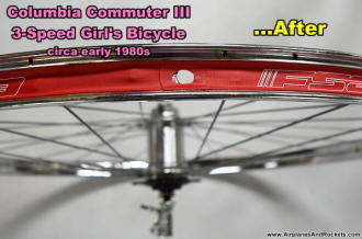 Columbia Commuter III (new tube protector band) 3-Speed Girl's Bicycle Restoration - Airplanes and Rockets