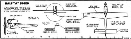 Half "A" Speed control line plans - Airplanes and Rockets