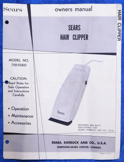 Instructions (p1) for the Sears Electric Hair Clipper Set No. 7934 - Airplanes and Rockets