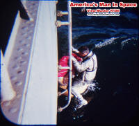 Grissom practicing ocean escape from capsule - Airplanes and Rockets