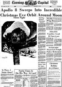Evening Capital newspaper Apollo 8's insertion into lunar orbit - Airplanes and Rockets