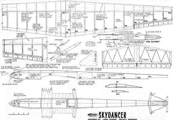 Estes Skydancer Rocket-Boost R/C Glider Plans - Airplanes and Rockets