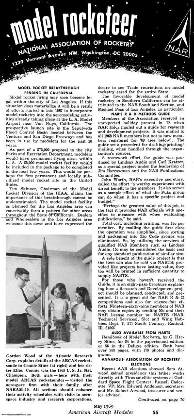 Model Rocketeer, National Association of Rocketry, May 1969 American Aircraft Modeler - Airplanes and Rockets