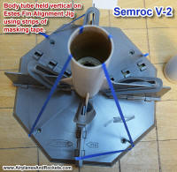 Semroc V-2 model rocket on Estes Fin Alignment Fixture - Airplanes and Rockets