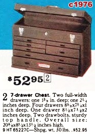 Craftsman 7-Drawer Machinist's toolbox advertisement in 1976 Sears catalog - Airplanes and Rockets