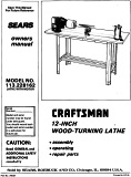 Craftsman 12" Wood Lathe (Model No. 113.228162) Operator's Manual - Airplanes and Rockets
