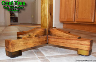 Antique coat tree base (refinished) - Airplanes and Rockets