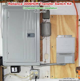 Reliance Controls 3006HDK Transfer Switch Kit indoor components installed - Airplanes and Rockets