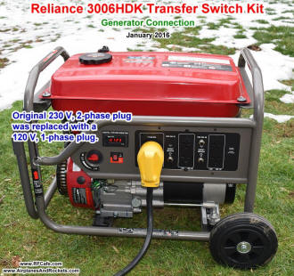 Generator with 3-wire, 120 V, 30 A plug on interconnect cable - Airplanes and Rockets