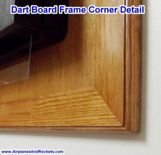 Corner Miter Detail of Oak-Framed Backerboard for Halex Dart Board - Airplanes and Rockets