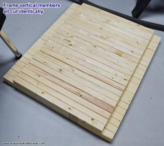 Vertical frame members all cut on a jig to assure matching components (2x4 Workbench) - Airplanes and Rockets