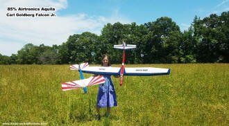 85% Aquila Sailplane & Carl Goldberg Falcon Jr. Supermodel Melanie - Airplanes and Rockets