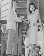 Willard Blanchard. Jr. gets Open Class and National Champion award from Marla English - Airplanes and Rockets