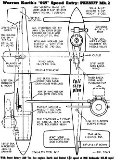 Warren Kurth's "049" Speed Entry: Peanut Mk.2 Plans - Airplane and Rockets