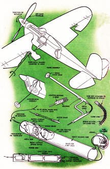 U-Control Model Plane Drawing, October 1952 Popular Mechanics - Airplanes and Rockets