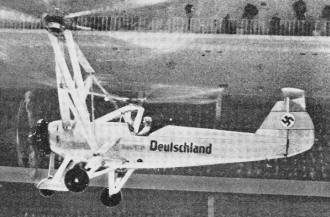 Girl flyer demonstrating the Focke helicopter in Germany - Airplanes and Rockets